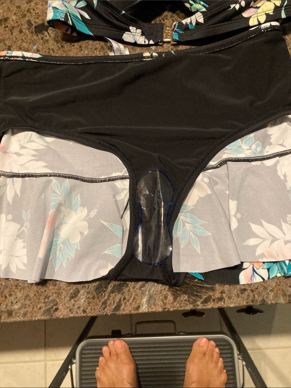 Tommy Bahama BlackTwo Piece Swim Suit in Black with Tropical Floral print - Picture 7 of 9